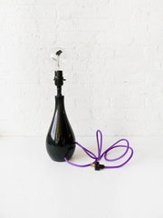 Neon Flower Light Bulb Black Tear Lamp with Purple Textile Cord