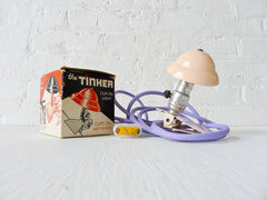 20% SALE Little Miss Tinker Pink Industrial Night Light Clip with Lavender Textile Cord