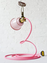 Pretty in Pink Vintage Bell Clip Light with Bright Pink Textile Cord