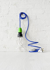Cool Blue Green Plumen Pendant Light with Textile Cord and Color Socket