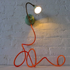 Spring Fresh Mint Green Gooseneck Lamp w/ Neon Orange Net Color Cord