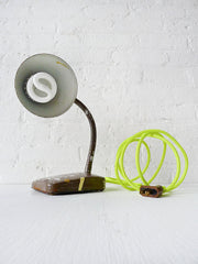 10% SALE Brown Paint Splatter Gooseneck Lamp w/ Neon Yellow Cord