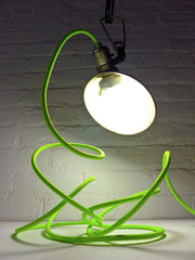 10% SALE Vintage Industrial Clip Clamp Light w/ Antique Lamp Shade and Neon Yellow Green Cord