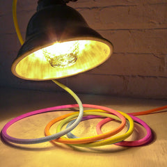 Industrial Mint Clip Clamp Lamp Hand Dyed Neon Ombre Pastel Rainbow Textile Cord