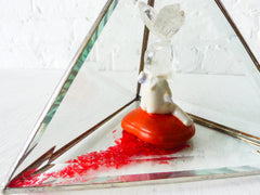 Cupid Love Rabbit - Antique Figurine in Glass Pyramid