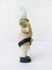 Bride of Frankenstein Doll - Japanese Bisque Doll with Green Fluorite Crystal Point Head