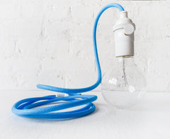 Hanging Plug Light Custom Choice of Blue or Brown Textile Cord