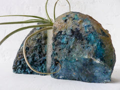 30% SALE Ocean Blue Bookgardendz Crystal Bookends Air Plant Garden Agate Geodes Set of Two