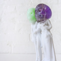 30% SALE Till Death Do Us Part Crystal Skull Figurines on Antique German Dolls
