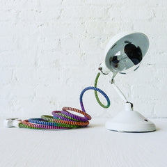 30% SALE Vintage Lamp Geometric Technicolor Textile Color Cord