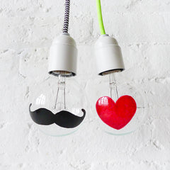 The I Heart Mustache Light Bulbs Hand Painted Globe Bulb