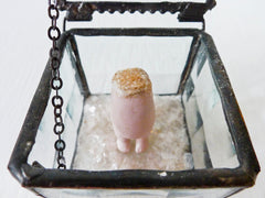 Alice Trapped in the Looking Glass Off with Her Head Doll in Beveled Glass Jewelry Box