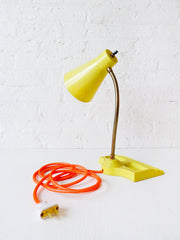 30% SALE Retro Yellow Vintage Desk Table Lamp Citrus Light Neon Orange Textile Cord