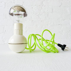 20% SALE - Retro Atomic Mid-Century Wobble Ball Light with Neon Yellow Green Color Cord
