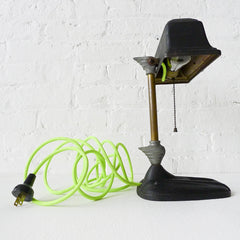 20% SALE The Aviator Desk Lamp with Neon Yellow Green Textile Cord