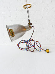 20% SALE Vintage Industrial Clip Clamp Lamp Factory Light with Rainbow Textile Cord