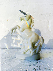 10% SALE Eclipse Unicorn Rainbow Lightning Figurine in Beveled Glass Prism House