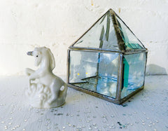 10% SALE Luna Unicorn Rainbow Lightning Figurine in Beveled Glass Prism House
