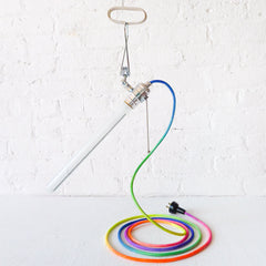 The Saber Rainbow Industrial Clip Light with Ombre Textile Cord