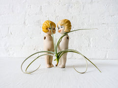 30% SALE Conjoined Air Plant Twins Vintage Doll Garden