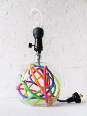 30% SALE Modern Glass Globe Bubble Table Lamp with Ombre Rainbow Textile Cord and Plumen Light Bulb