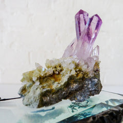 Vera Cruz Amethyst Crystal on Beveled Jewelry Box with Iridescent Mica