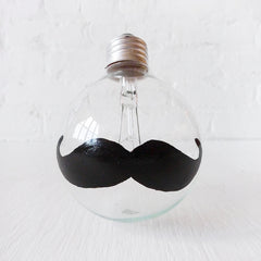 The I Heart Mustache Light Bulbs Hand Painted Globe Bulb