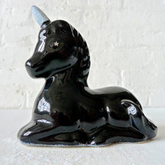 Black Stardust Unicorn Porcelain Glitter Dispenser Vintage Salt Pepper Shaker