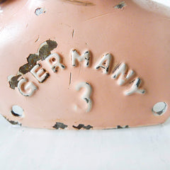 Antique German Tin Head Air Plant Garden Vintage Bust Weathered Cherub Face