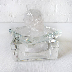 15% SALE The Crystallion Jewelry Box Beveled Glass Display Polished Quartz Crystal Skull