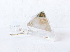 10% SALE The Phantom Pyramid Jewelry Box Beveled Glass Display with Quartz Crystal