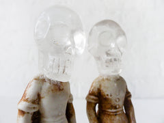 Tilda Twinz Skull Head Women Antique German Bisque Dolls with Quartz Crystal Skull Heads