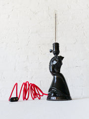 10% SALE Black Beauty Stallion Vintage Lamp with Red Textile Cord and Tubular Light Bulb