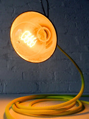 Vintage Electrolite Green Clip Lamp Pink Rose Pastel Yellow Neon Net Textile Cord