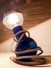 10% SALE Vintage Mid Century Modern Wobble Lamp with Zig Zag Textile Cord