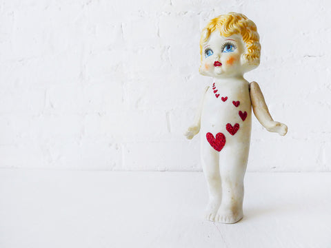 Little Miss Heart Wave - Vintage Japanese Bisque Doll